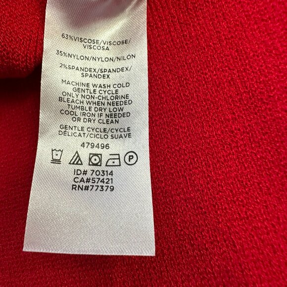 Red Ann Taylor Laser Cut Flounce Sweater Dress Sz Medium - Picture 8 of 8